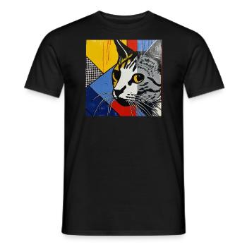 Katze, katzenmotiv - Männer T-Shirt - Schwarz - Vorne - AI Model Male 178 light (178cm)