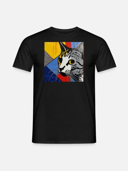 Chat, Motif De Chat - T-shirt homme - noir