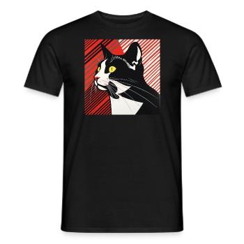Cat, Cat Motif - Men's T-Shirt - black - Front - AI Model Male 178 light (178cm)