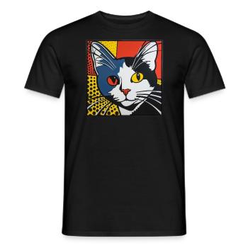 Cat, Cat Motif - Men's T-Shirt - black - Front - AI Model Male 178 light (178cm)