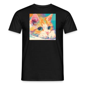 Cat, Cat Motif - Men's T-Shirt - black - Front - AI Model Male 178 light (178cm)