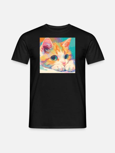 Cat, Cat Motif - Men's T-Shirt - black
