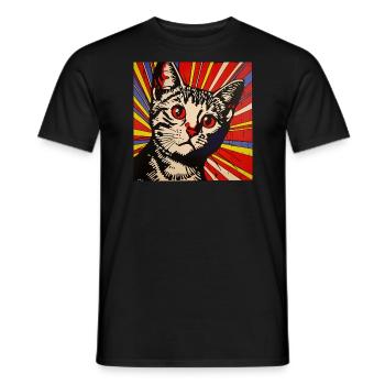 Cat, Cat Motif - Men's T-Shirt - black - Front - AI Model Male 178 light (178cm)
