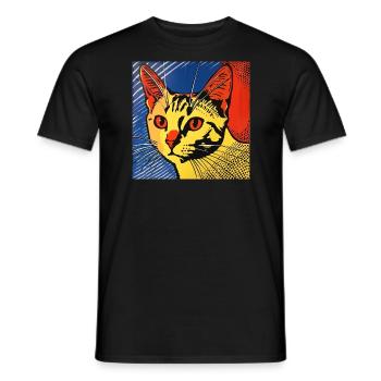 Cat, Cat Motif - Men's T-Shirt - black - Front - AI Model Male 178 light (178cm)
