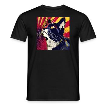 Cat, Cat Motif - Men's T-Shirt - black - Front - AI Model Male 178 light (178cm)