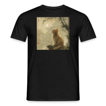 Chat, Motif De Chat - T-shirt homme - noir - Devant - AI Model Male 178 light (178cm)