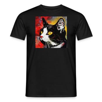 Cat, Cat Motif - Men's T-Shirt - black - Front - AI Model Male 178 light (178cm)