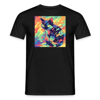 Cat, Cat Motif - Men's T-Shirt - black - Front - AI Model Male 178 light (178cm)