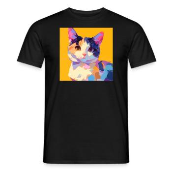 Chat, Motif De Chat - T-shirt homme - noir - Devant - AI Model Male 178 light (178cm)