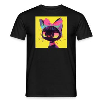 Chat, Motif De Chat - T-shirt homme - noir - Devant - AI Model Male 178 light (178cm)
