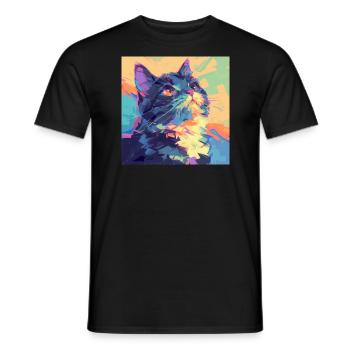 Cat, Cat Motif - Men's T-Shirt - black - Front - AI Model Male 178 light (178cm)