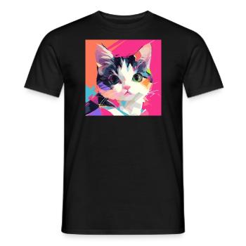 Cat, Cat Motif - Men's T-Shirt - black - Front - AI Model Male 178 light (178cm)