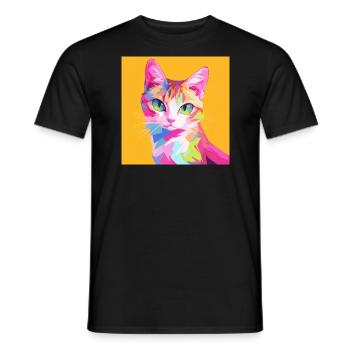 Cat, Cat Motif - Men's T-Shirt - black - Front - AI Model Male 178 light (178cm)