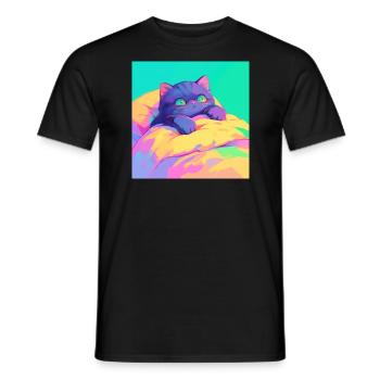 Katze, katzenmotiv - Männer T-Shirt - Schwarz - Vorne - AI Model Male 178 light (178cm)