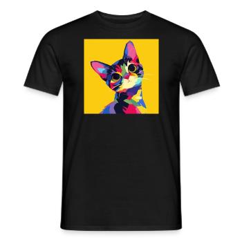 Cat, Cat Motif - Men's T-Shirt - black - Front - AI Model Male 178 light (178cm)