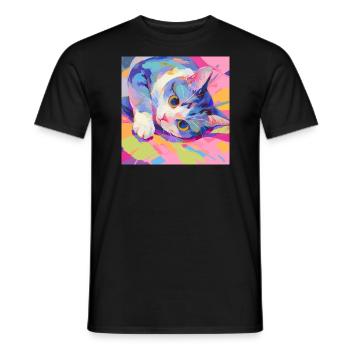 Cat, Cat Motif - Men's T-Shirt - black - Front - AI Model Male 178 light (178cm)
