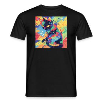Cat, Cat Motif - Men's T-Shirt - black - Front - AI Model Male 178 light (178cm)