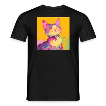 Chat, Motif De Chat - T-shirt homme - noir - Devant - AI Model Male 178 light (178cm)