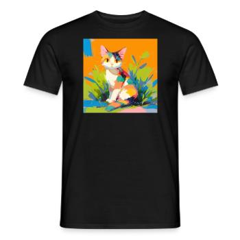 Katze, katzenmotiv - Männer T-Shirt - Schwarz - Vorne - AI Model Male 178 light (178cm)