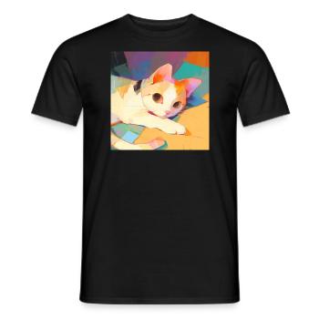 Cat, Cat Motif - Men's T-Shirt - black - Front - AI Model Male 178 light (178cm)