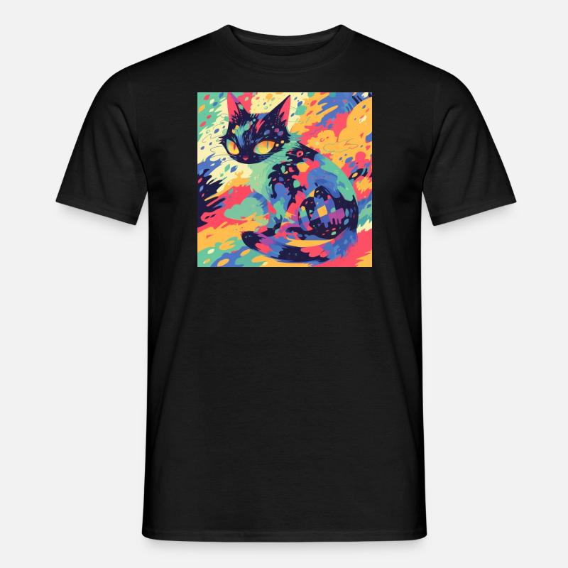 Chat, Motif De Chat - T-shirt homme - noir