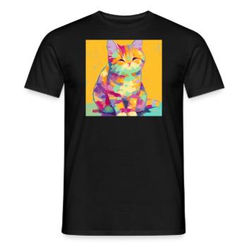 Cat, Cat Motif - Men's T-Shirt - black - Front - AI Model Male 178 light (178cm)