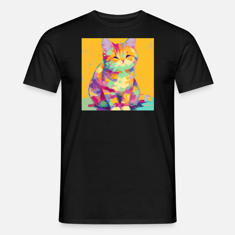 Chat, Motif De Chat - T-shirt homme - noir