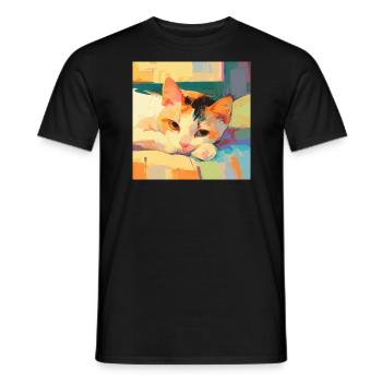 Cat, Cat Motif - Men's T-Shirt - black - Front - AI Model Male 178 light (178cm)
