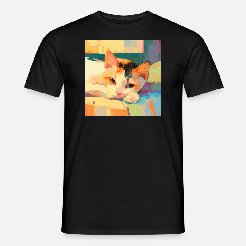 Cat, Cat Motif - Men's T-shirt - black