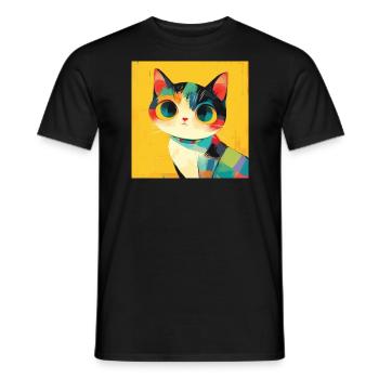 Chat, Motif De Chat - T-shirt homme - noir - Devant - AI Model Male 178 light (178cm)