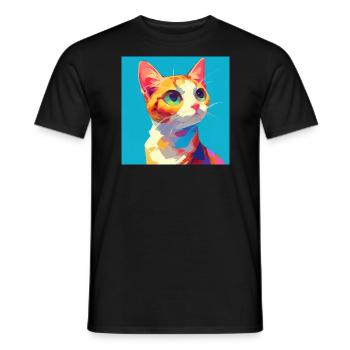 Cat, Cat Motif - Men's T-Shirt - black - Front - AI Model Male 178 light (178cm)