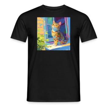 Chat, Motif De Chat - T-shirt homme - noir - Devant - AI Model Male 178 light (178cm)