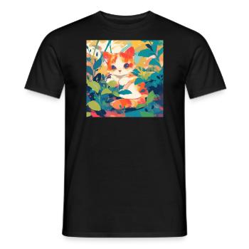 Chat, Motif De Chat - T-shirt homme - noir - Devant - AI Model Male 178 light (178cm)