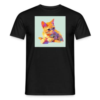 Chat, Motif De Chat - T-shirt homme - noir - Devant - AI Model Male 178 light (178cm)