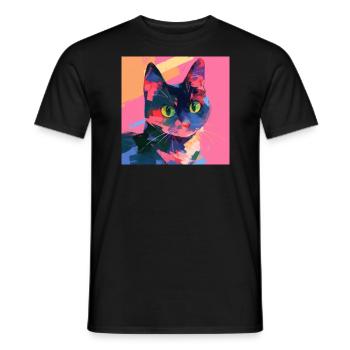 Chat, Motif De Chat - T-shirt homme - noir - Devant - AI Model Male 178 light (178cm)