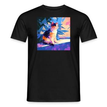 Chat, Motif De Chat - T-shirt homme - noir - Devant - AI Model Male 178 light (178cm)