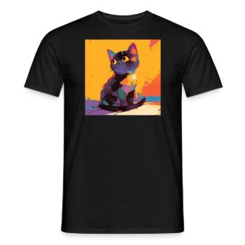 Chat, Motif De Chat - T-shirt homme - noir - Devant - AI Model Male 178 light (178cm)