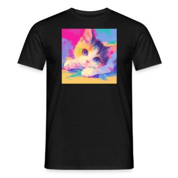 Katze, katzenmotiv - Männer T-Shirt - Schwarz - Vorne - AI Model Male 178 light (178cm)