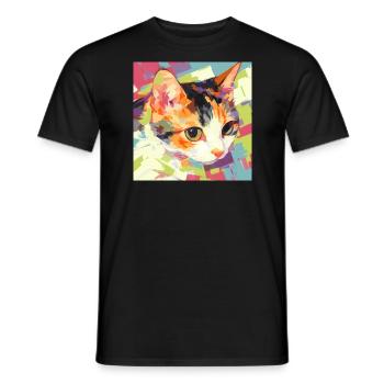 Chat, Motif De Chat - T-shirt homme - noir - Devant - AI Model Male 178 light (178cm)