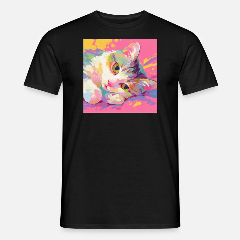 Cat, Cat Motif - Men's T-shirt - black