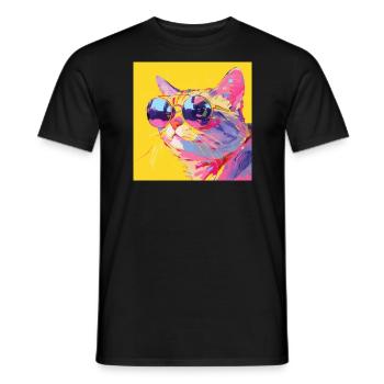 Cat, Cat Motif - Men's T-Shirt - black - Front - AI Model Male 178 light (178cm)