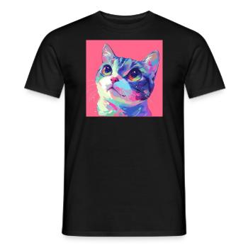 Cat, Cat Motif - Men's T-Shirt - black - Front - AI Model Male 178 light (178cm)