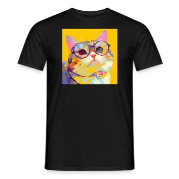 Cat, Cat Motif - Men's T-Shirt - black - Front - AI Model Male 178 light (178cm)
