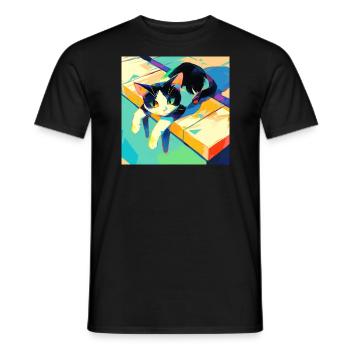 Katze, katzenmotiv - Männer T-Shirt - Schwarz - Vorne - AI Model Male 178 light (178cm)