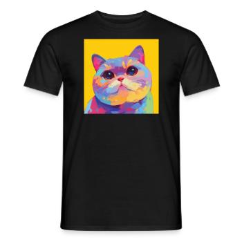 Chat, Motif De Chat - T-shirt homme - noir - Devant - AI Model Male 178 light (178cm)