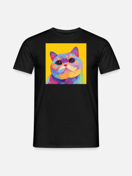 Chat, Motif De Chat - T-shirt homme - noir