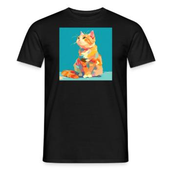 Cat, Cat Motif - Men's T-Shirt - black - Front - AI Model Male 178 light (178cm)
