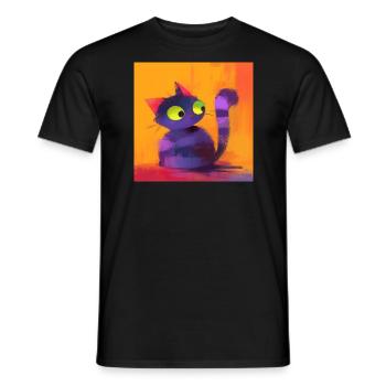 Cat, Cat Motif - Men's T-Shirt - black - Front - AI Model Male 178 light (178cm)