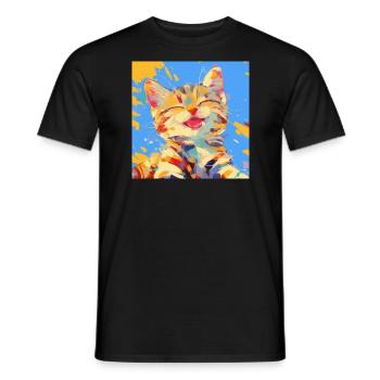 Chat, Motif De Chat - T-shirt homme - noir - Devant - AI Model Male 178 light (178cm)