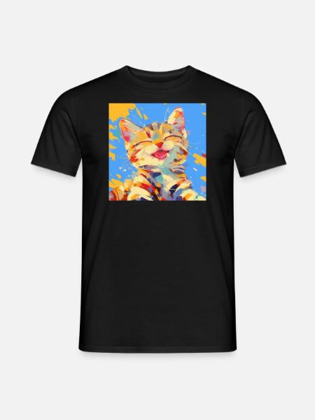 Chat, Motif De Chat - T-shirt homme - noir